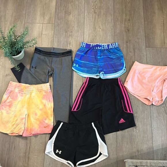 Under Armour Other - ((6 PIECE)) GIRLS SIZE 6/7 BOTTOMS SHORTS BUNDLE NIKE ATHLETA UA ADIDAS